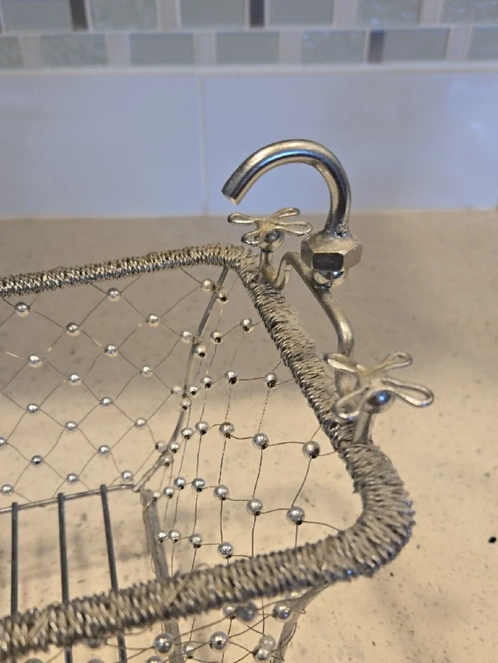 Silver Wire Decorative Bathtub Vanity Tray